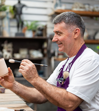 Woman watering plants