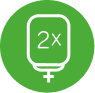Icon of an IV bag with a "2x" in the center